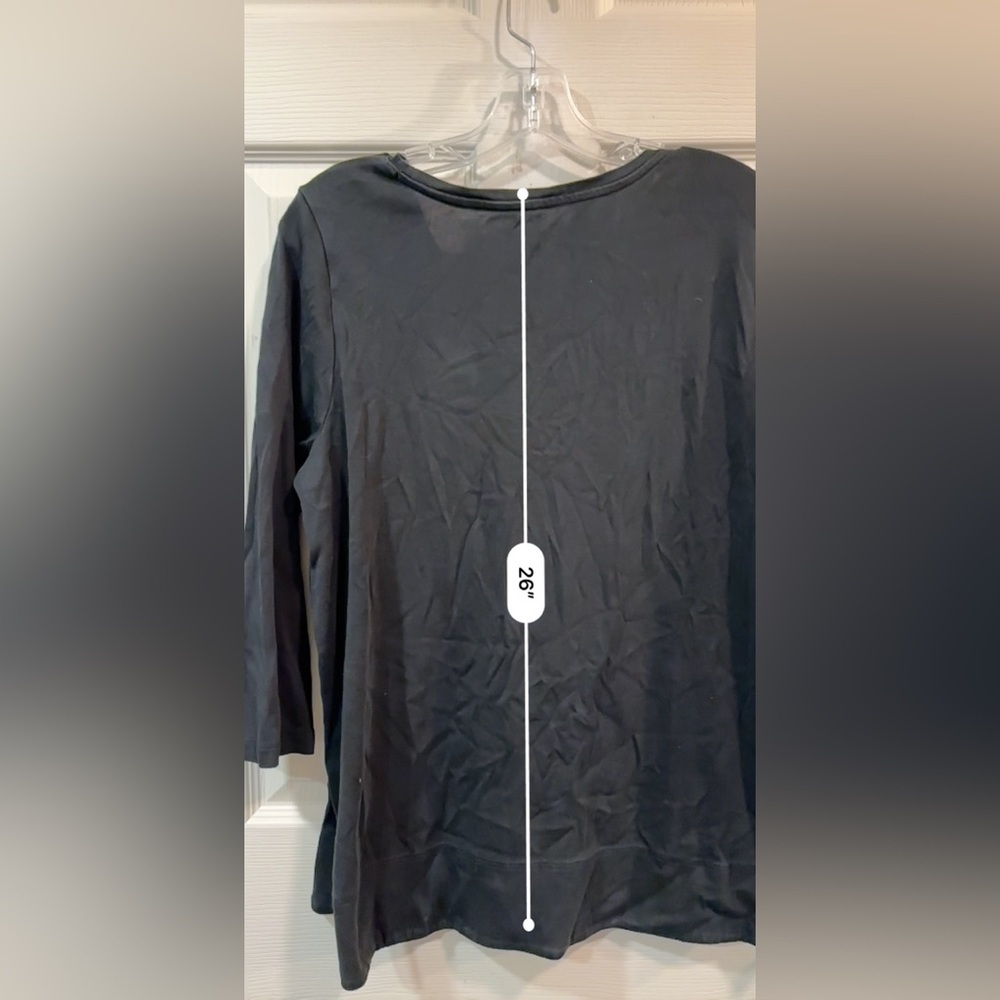 J. Jill 100% Pima Cotton Scoop Neck 3/4 Sleeves Side Inset Tunic Tee size Large - Picture 9 of 11